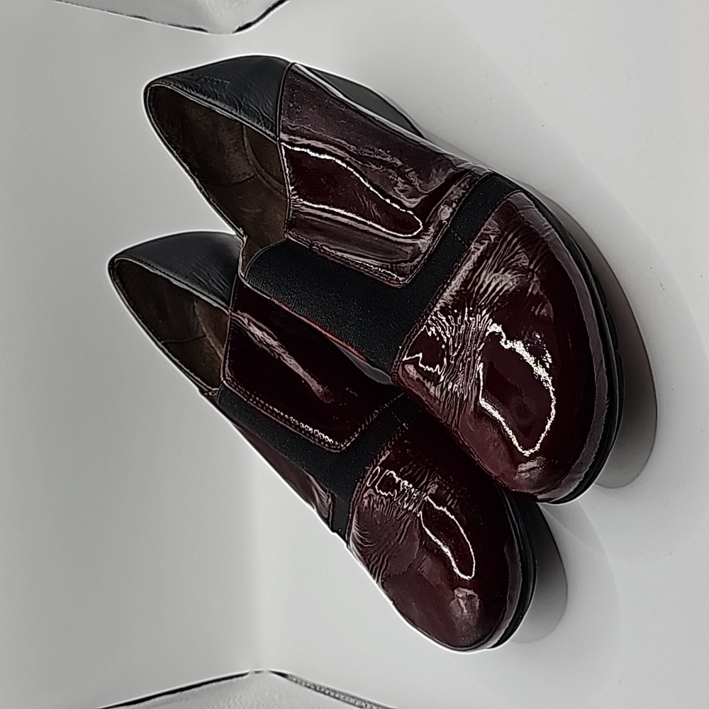 Wonders Burgundy And Black Wedge Slip On Shoes Size 42 European